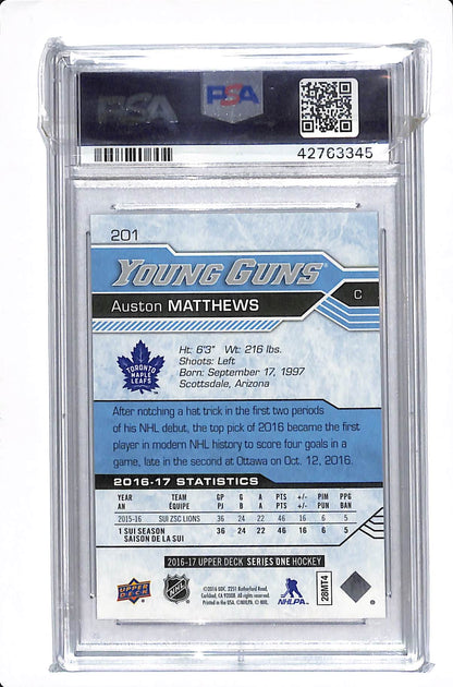 2016-17 UPPER DECK SERIES 1 AUSTON MATTHEWS YOUNG GUNS PSA 10 #201