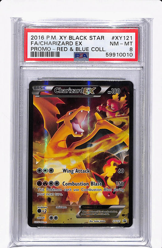 2016 POKEMON XY BLACK STAR CHARIZARD EX PROMO RED/BLUE COLLECTION PSA 8