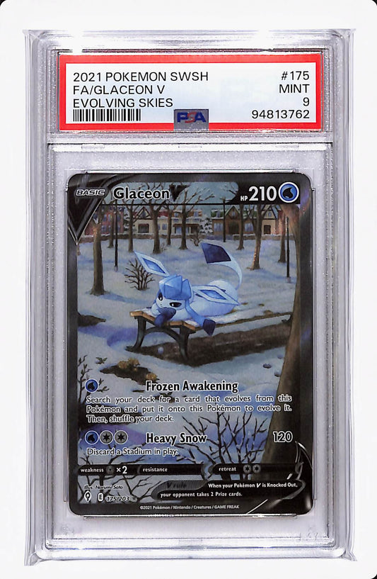2021 POKEMON SWSH GLACEON V EVOLVING SKIES PSA 9