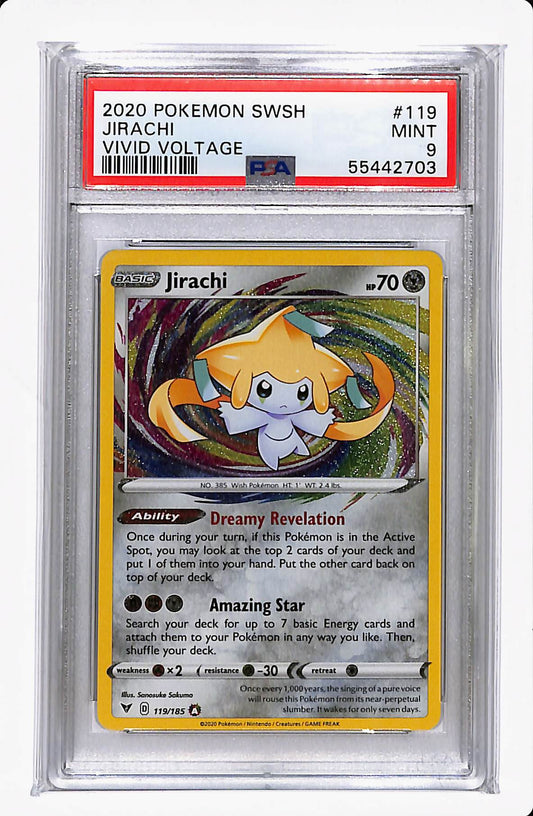 2020 POKEMON SWSH JIRACHI VIVID VOLTAGE PSA 9