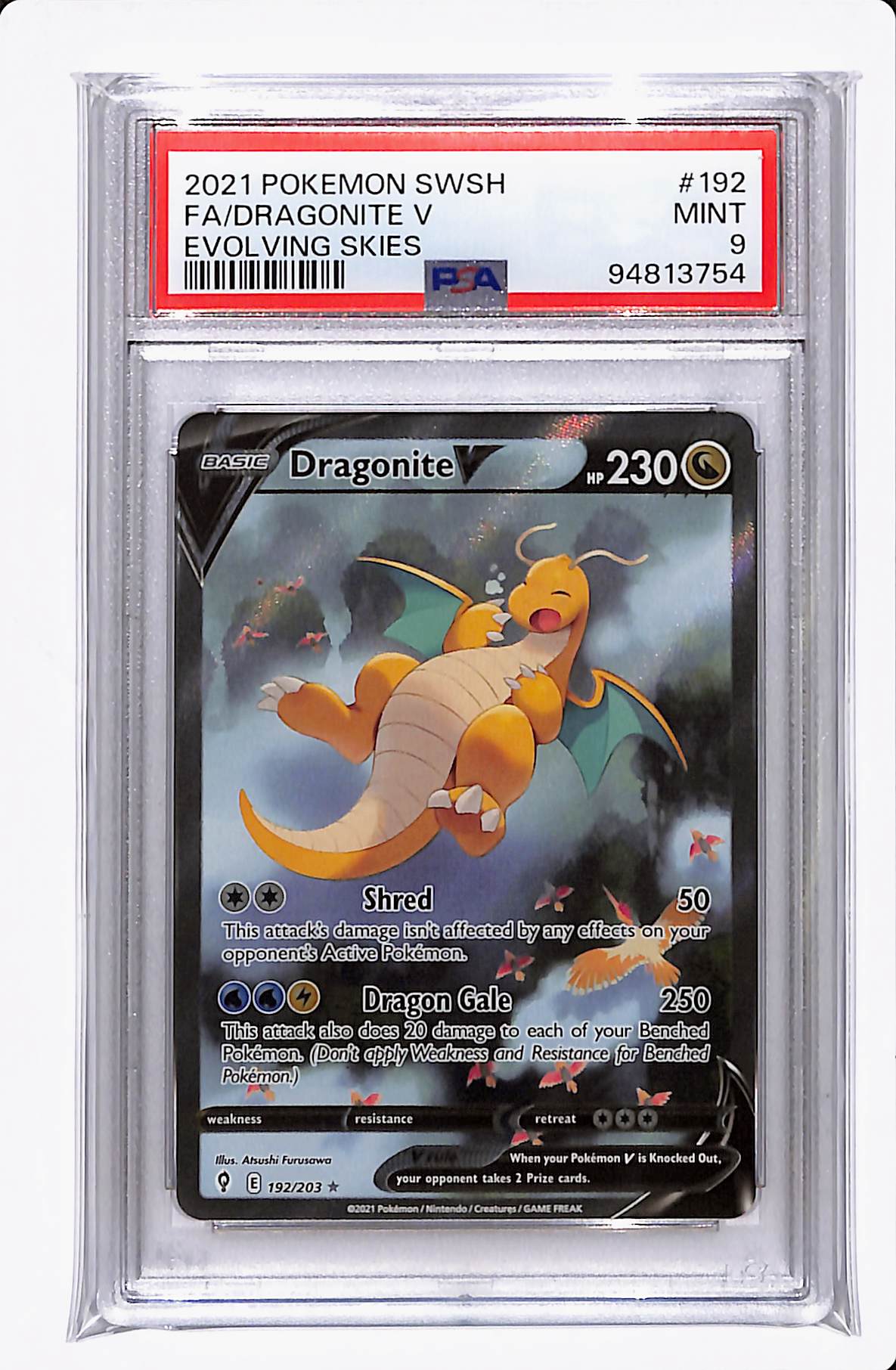 2021 POKEMON SWSH DRAGONITE V EVOLVING SKIES PSA 9