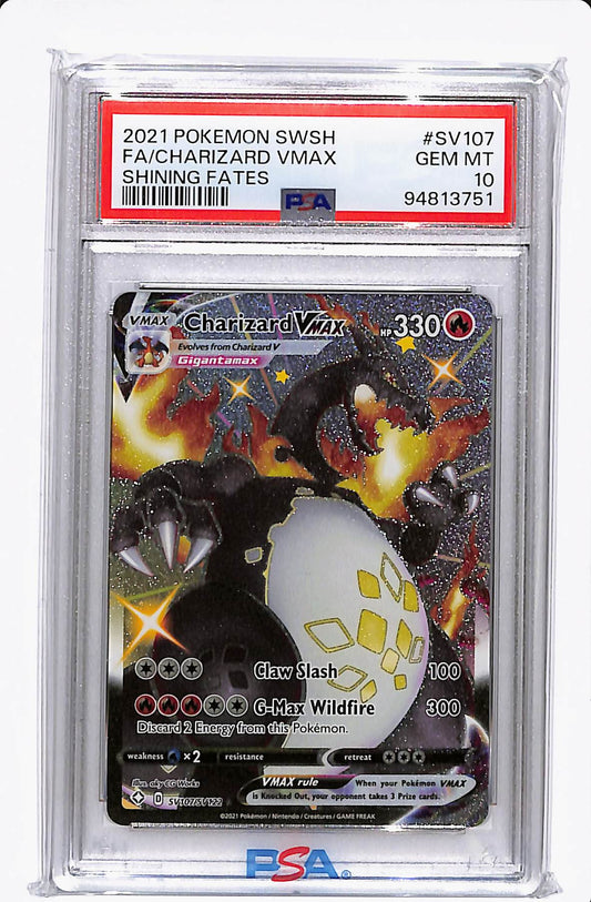 2021 POKEMON SWSH CHARIZARD VMAX SHINING FATES PSA 10