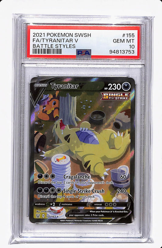 2021 POKEMON SWSH TYRANITAR V BATTLE STYLES PSA 10