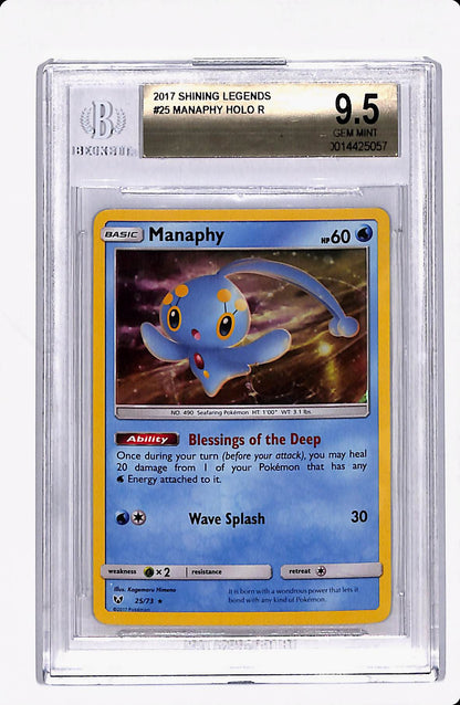 2017 POKEMON SHINING LEGENDS MANAPHY HOLO R BGS 9.5
