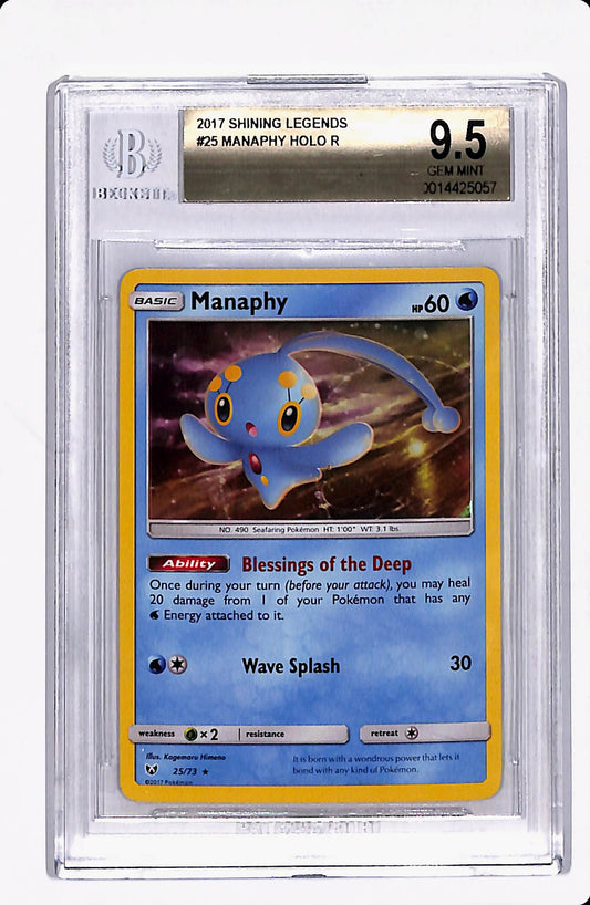 2017 POKEMON SHINING LEGENDS MANAPHY HOLO R BGS 9.5