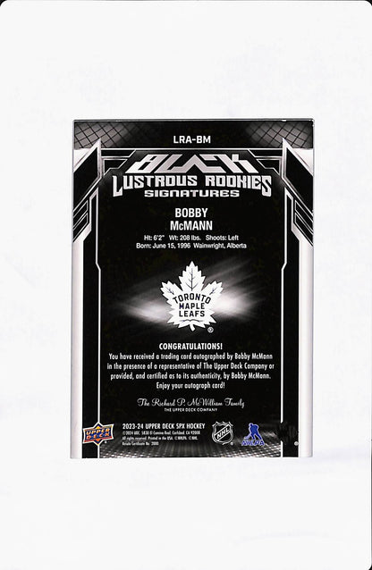 2023-24 UPPER DECK SPX BOBBY MCMANN BLACK LUSTROUS ROOKIES SIGNATURES /299