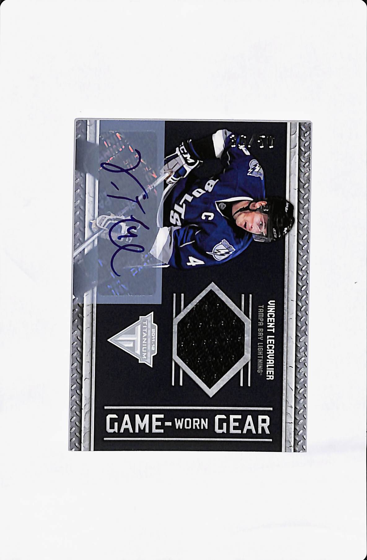 2012 PANINI TITANIUM VINCENT LECAVALIER GAME WORN GEAR SIGNATURE 36/50