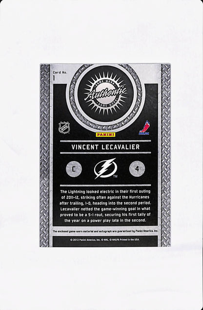 2012 PANINI TITANIUM VINCENT LECAVALIER GAME WORN GEAR SIGNATURE 36/50