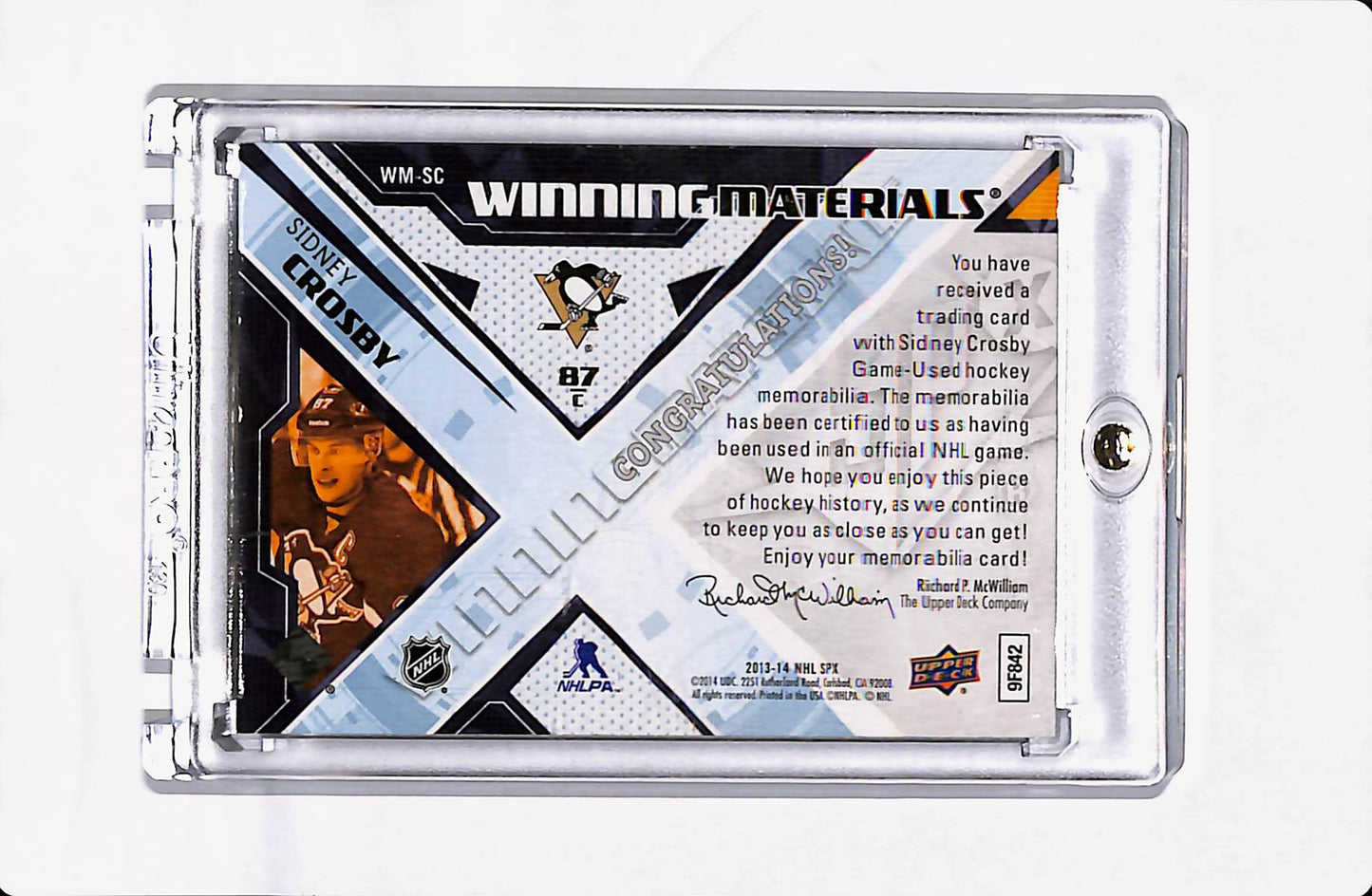 2013-14 UPPER DECK SPX SYDNEY CROSBY WINNING MATERIALS