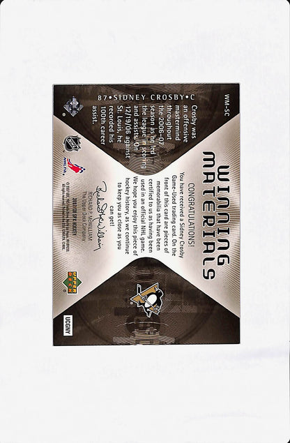 2007-08 UPPER DECK SPX SYDNEY CROSBY WINNING MATERIALS