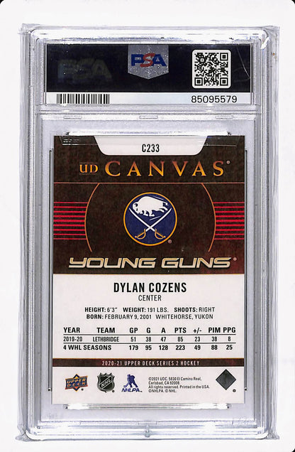 2020-21 UPPER DECK SERIES 2 DYLAN COZENS YOUNG GUNS CANVAS PSA 9