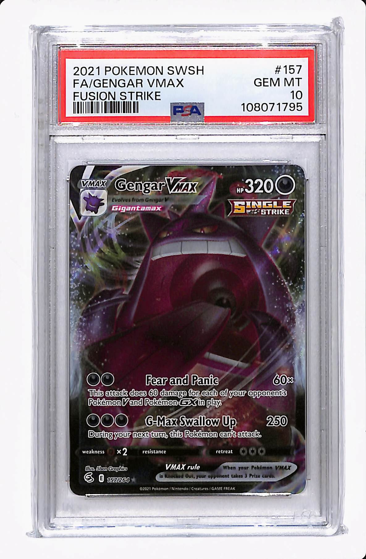 2021 SWSH GENGAR VMAX FUSION STRIKE PSA 10