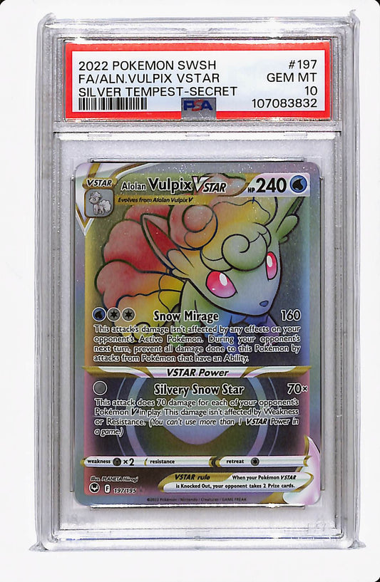 2022 SWSH ALOLAN VULPIX VSTAR SILVER TEMPEST SECRET PSA 10