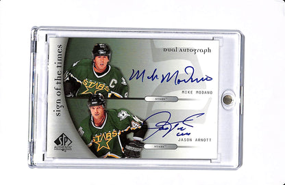 2005-06 UPPER DECK SP AUTHENTIC MIKE MODANO JASON ARNOTT SIGN OF THE TIMES DUAL AUTO #D-MA