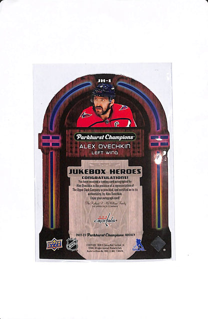 2022-23 UPPER DECK PARKHURST CHAMPIONS ALEX OVECHKIN JUKEBOX HEROES AUTO /10 #JH-1