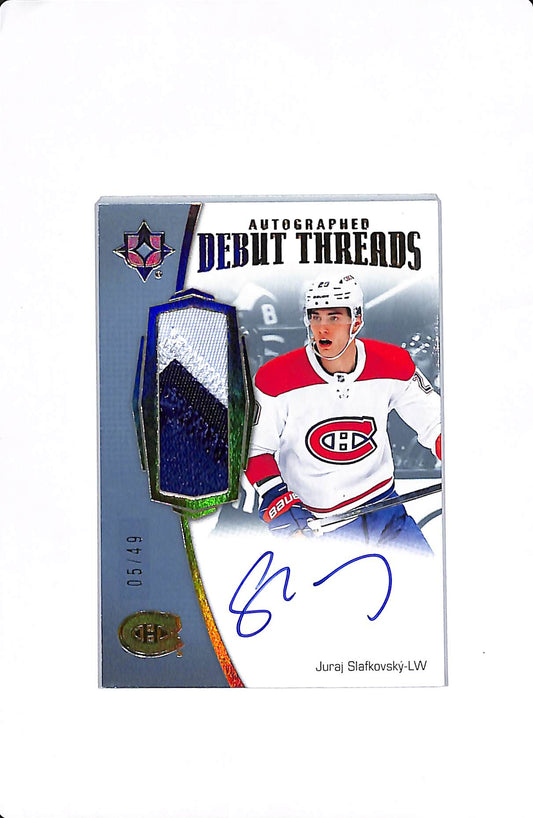 2022-23 UPPER DECK ULTIMATE JURAJ SLAFKOVSKY AUTOGRAPHED DEBUT THREADS /49 #ADT-JS
