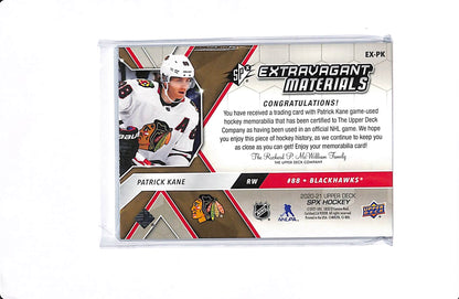 2020-21 UPPER DECK SPX PATRICK KANE EXTRAVAGANT MATERIALS /25 #EX-PK