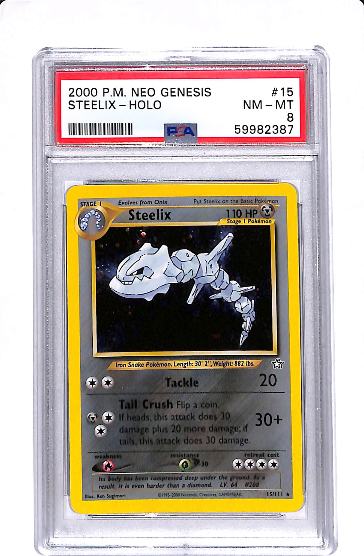 Steelix Neo Genesis Holo Rare 15 PSA 8
