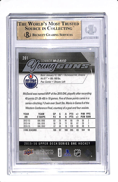 2015-16 UPPER DECK CONNOR MCDAVID YOUNG GUNS BGS 9.5 #201