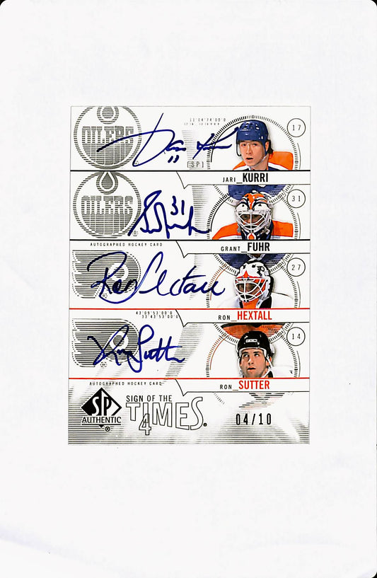 2009-10 SP AUTHENTIC HOCKEY SIGN OF THE TIMES 4 KURRI/FUHR/HEXTALL/SUTTER #/10
