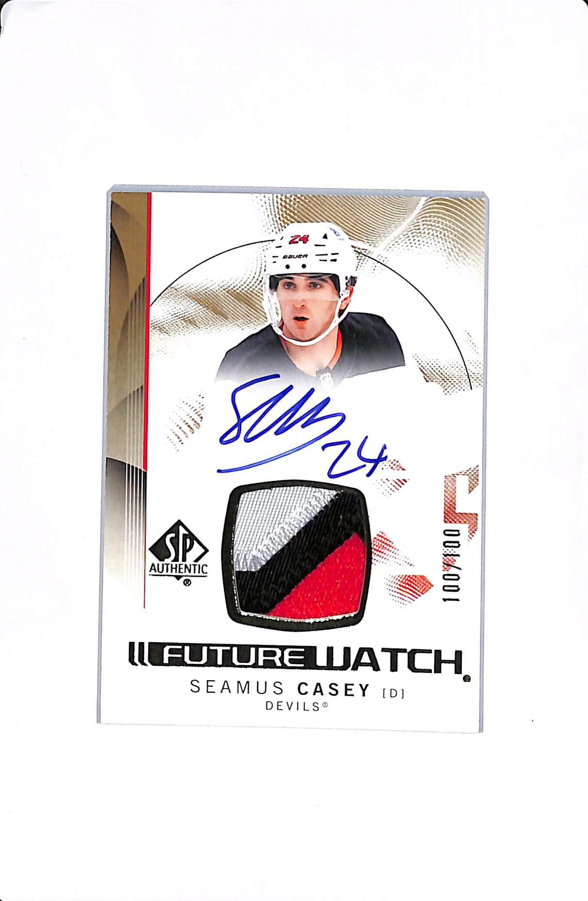 2024-25 UPPER DECK SP AUTHENTIC SEAMUS CASEY FUTURE WATCH PATCH AUTO 100/100 (BOOKEND) #162