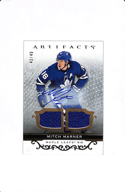 2021-22 UPPER DECK ARTIFACTS MITCH MARNER DUAL JERSEY AUTO /45 #141