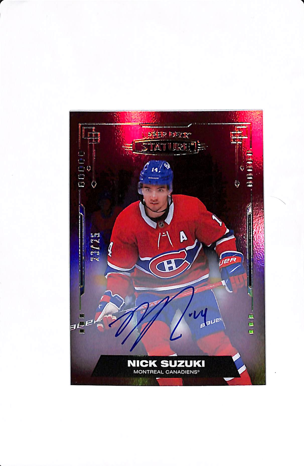 2021-22 UPPER DECK STATURE NICK SUZUKI RED AUTO /25 #2