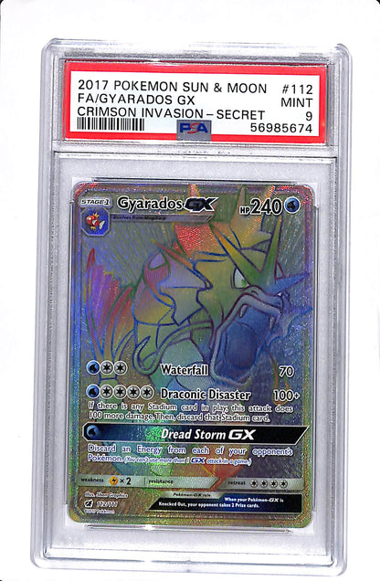 Gyarados GX (Secret) Crimson Invasion Secret Rare 112/111 PSA 9