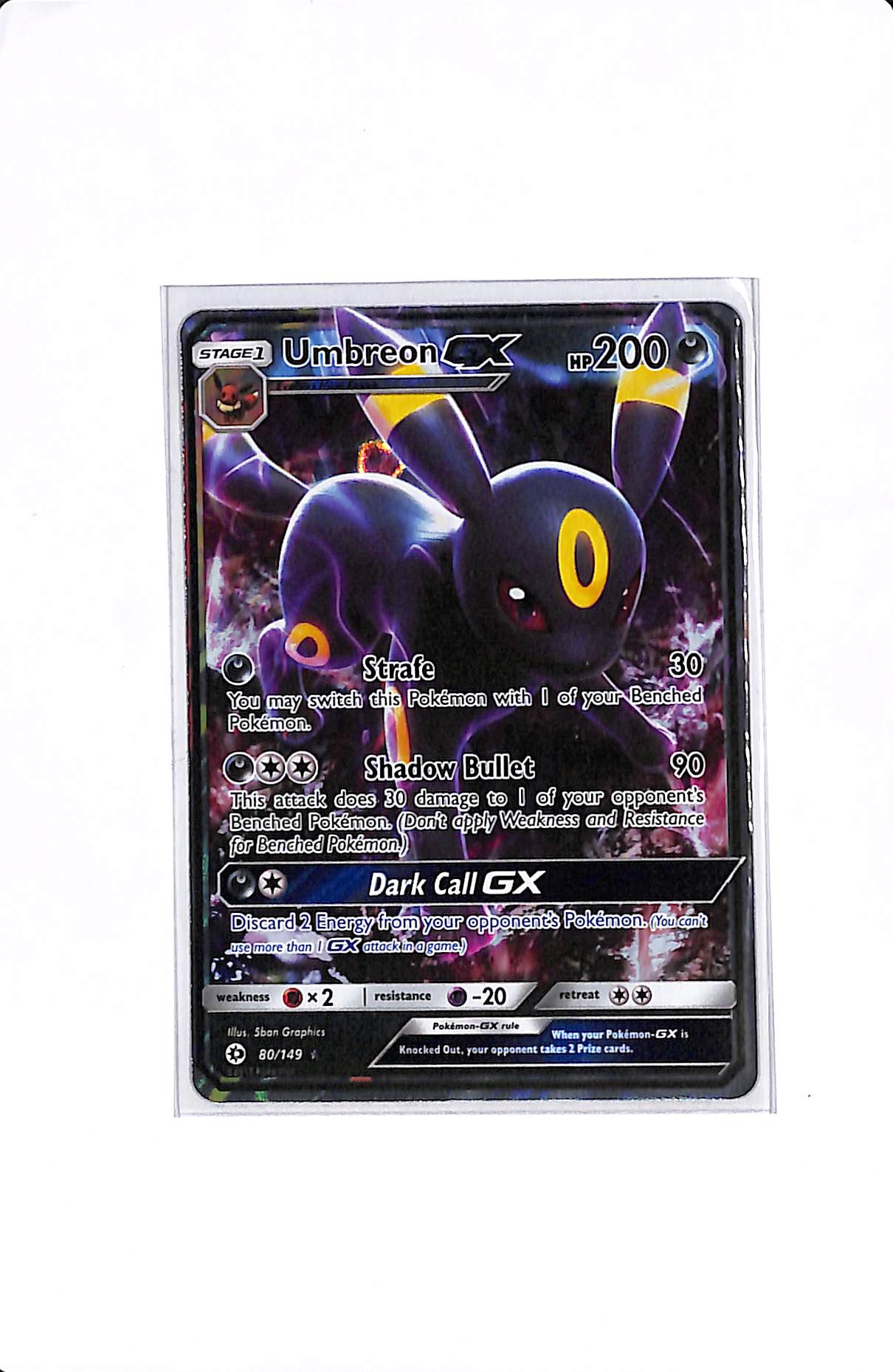 Umbreon GX Sun & Moon Base Set Ultra Rare 80