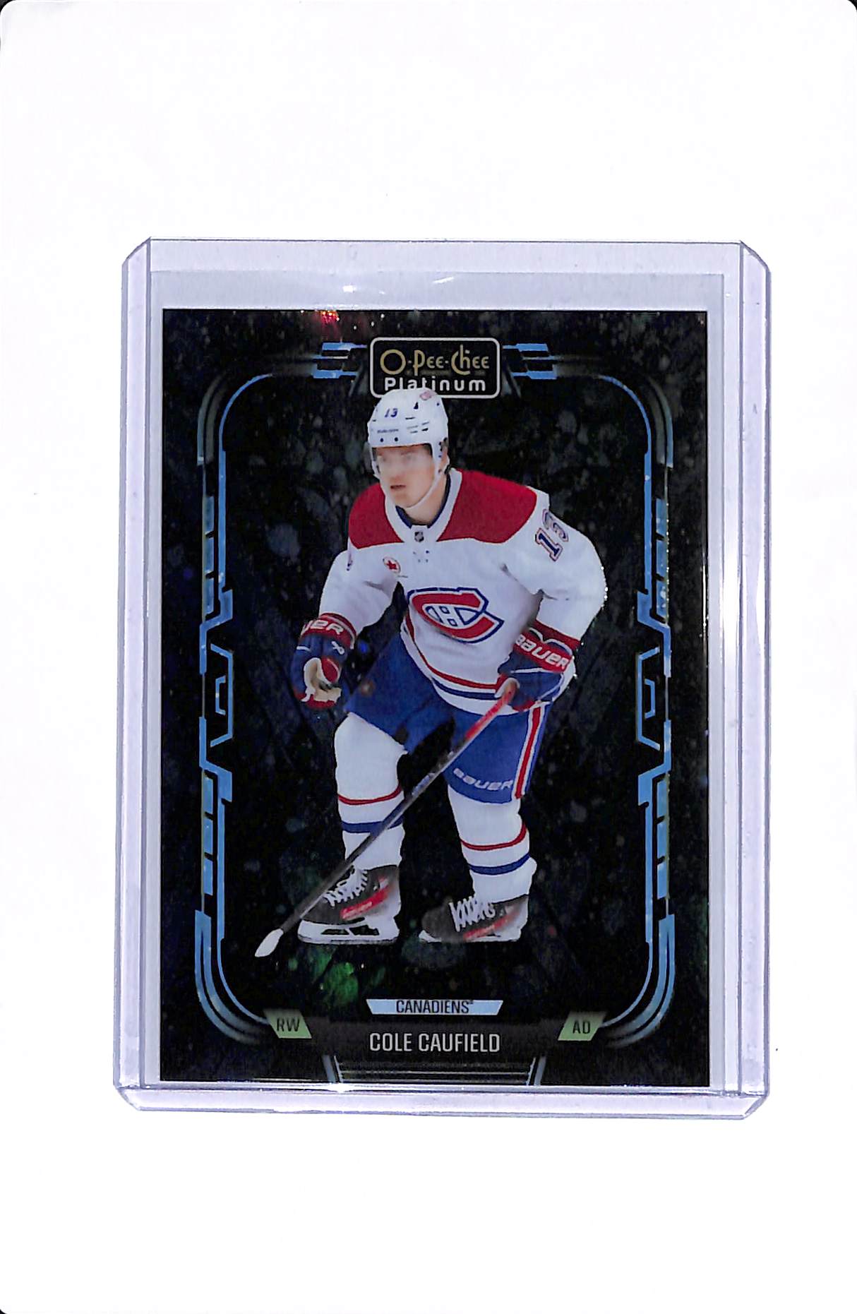 2025-26 UPPER DECK O-PEE-CHEE PLATINUM #109 COLE CAUFIELD BIOLUMINESCENCE /5