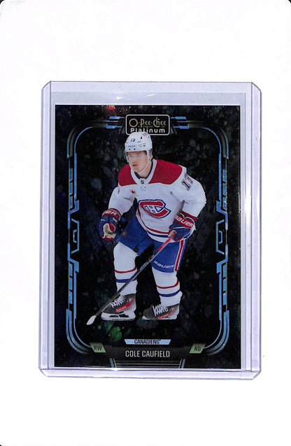 2025-26 UPPER DECK O-PEE-CHEE PLATINUM #109 COLE CAUFIELD BIOLUMINESCENCE /5