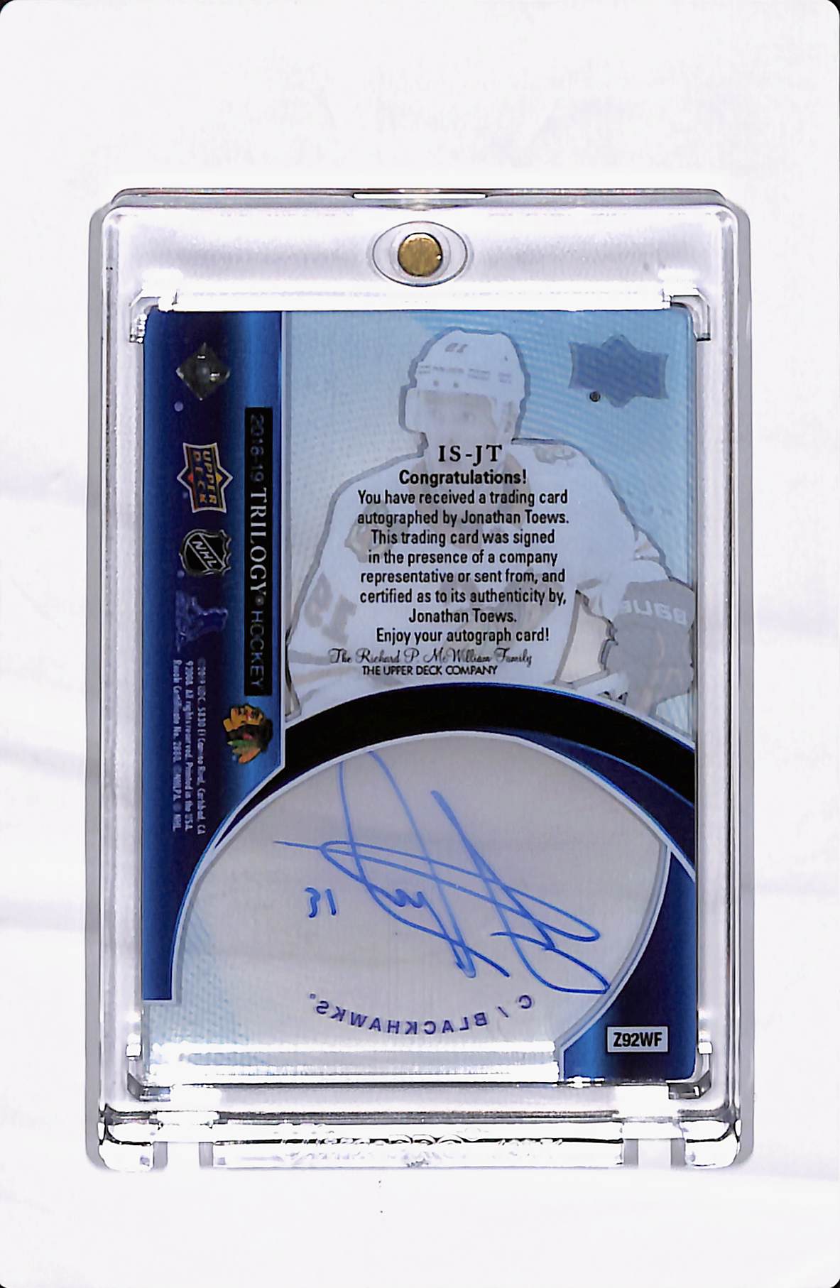 2019 TRILOGY ICE SCRIPTS JONATHAN TOEWS AUTO