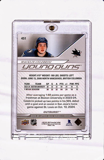 2024-25 UPPER DECK YOUNG GUNS OUTBURST MACKLIN CELEBRINI