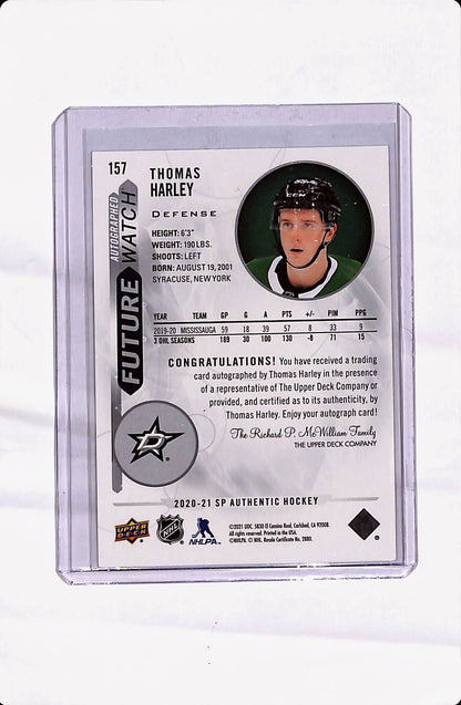 2020-21 SP AUTHENTIC THOMAS HARLEY FUTURE WATCH AUTO /999