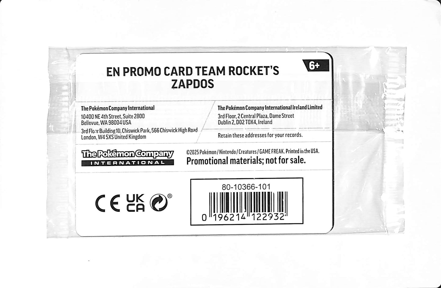 Team Rocket's Zapdos (Gamestop Exclusive) Promo 070/182 (SEALED)