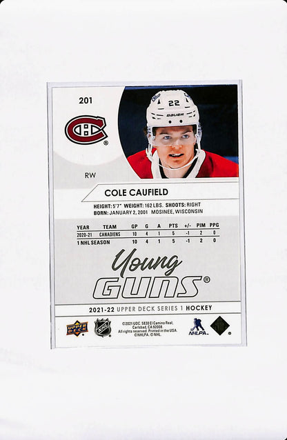2021-22 UPPER DECK DERIES 1 COLE CAUFIELD YOUNG GUNS