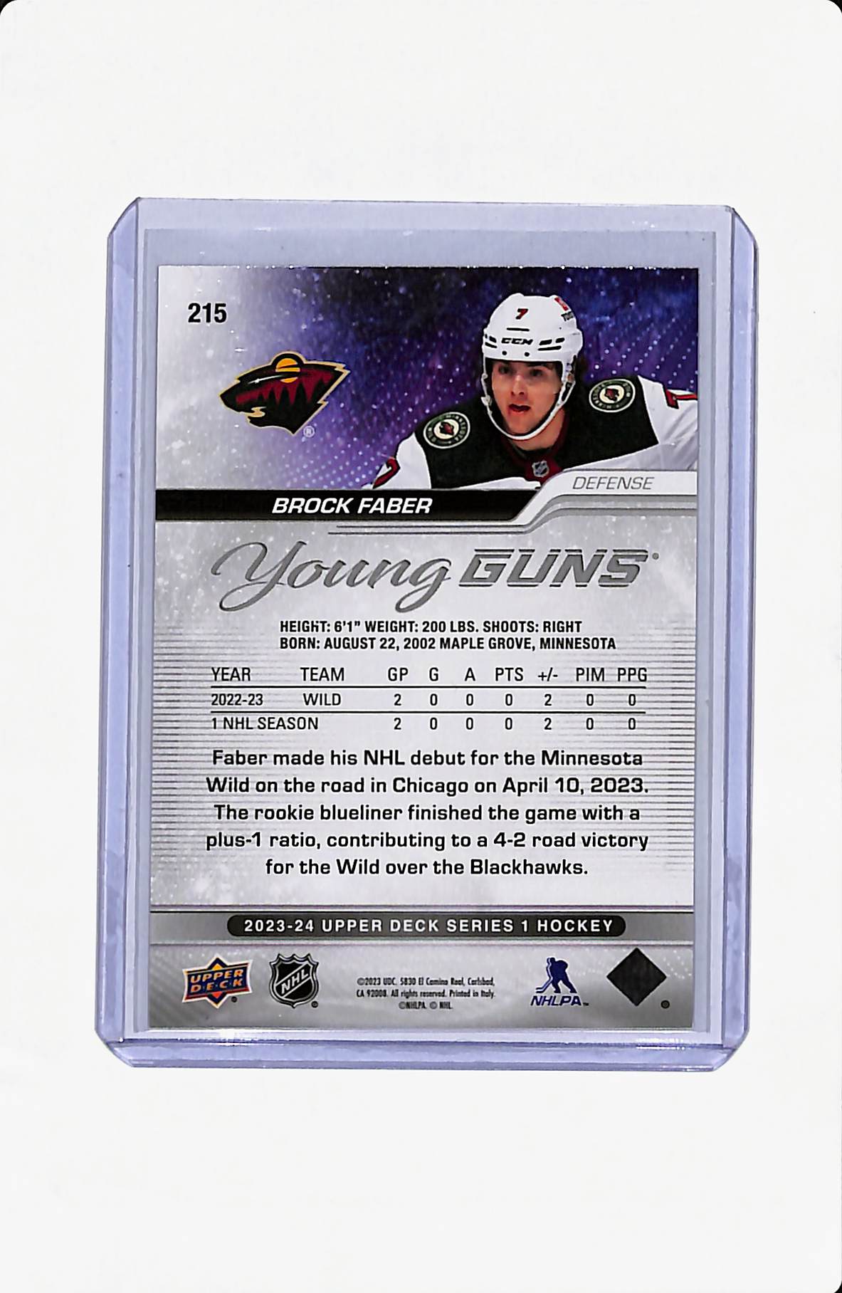 2023-24 SERIES 1 BROCK FABER YOUNG GUNS