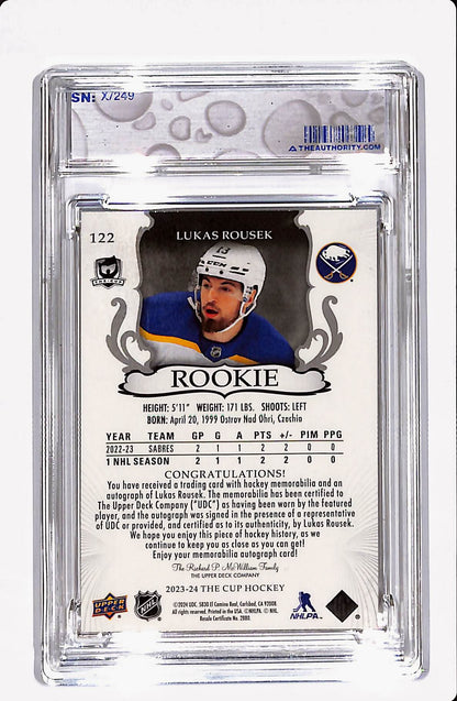 2023-24 THE CUP LUKAS ROUSEK ROOKIE AUTO PATCH 123/249