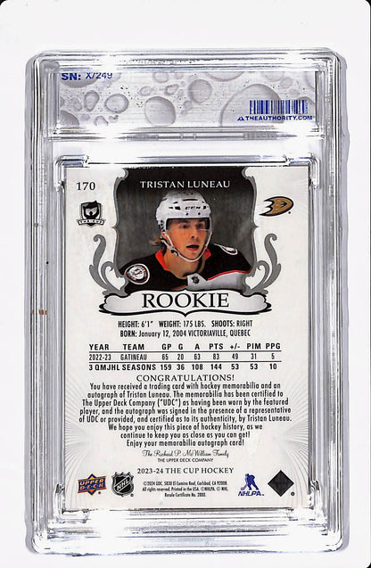 2023-24 THE CUP TRISTAN LUNEAU ROOKIE AUTO PATCH 241/249