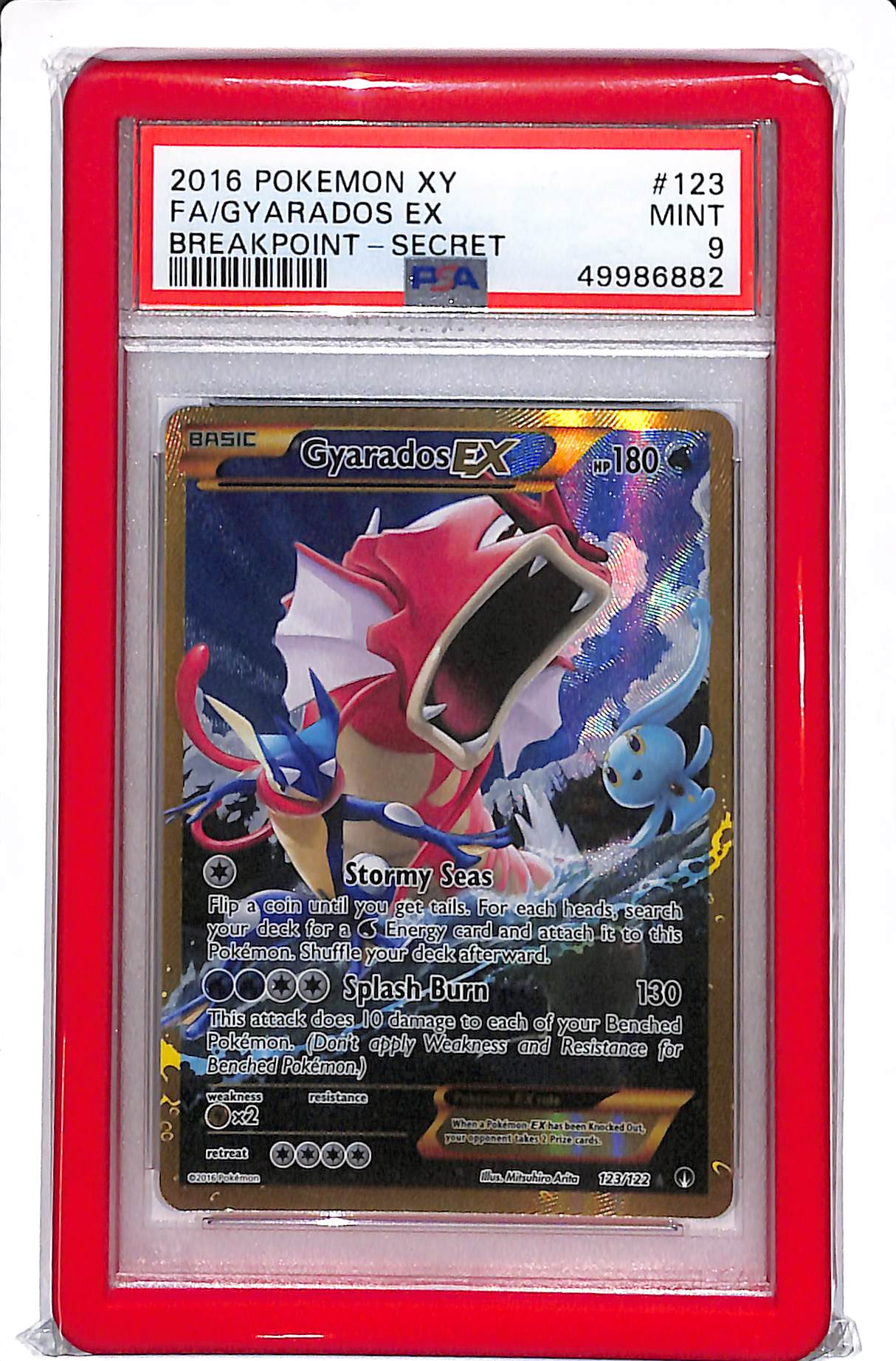 2016 POKEMON XY BREAKPOINT #123 FA GYARADOS EX BREAKPOINT SECRET PSA 9