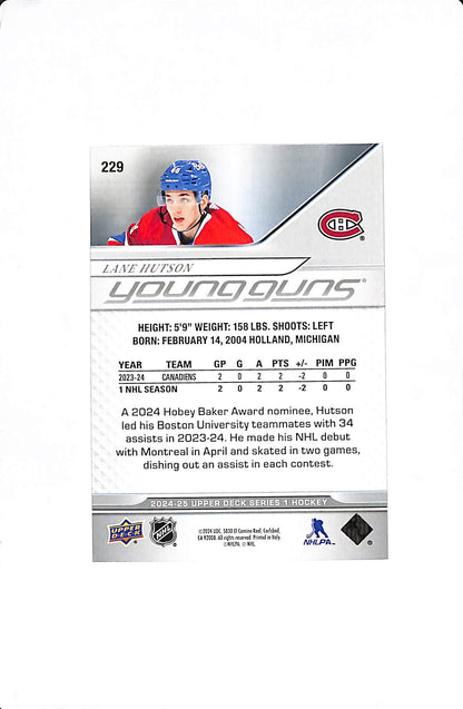 2024 UPPER DECK SERIES 1 #229 LANE HUTSON YOUNG GUNS