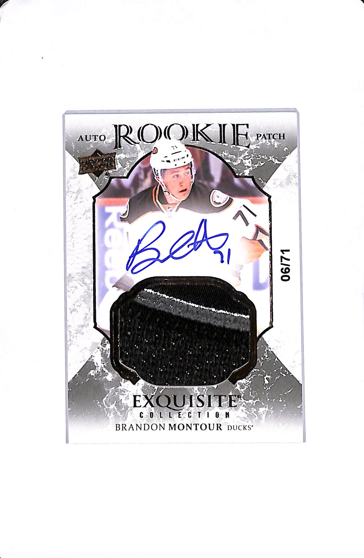 2016-17 UPPER DECK THE CUP EXQUISITE COLLECTION BRANDON MONTOUR ROOKIE AUTO PATCH /71 #72
