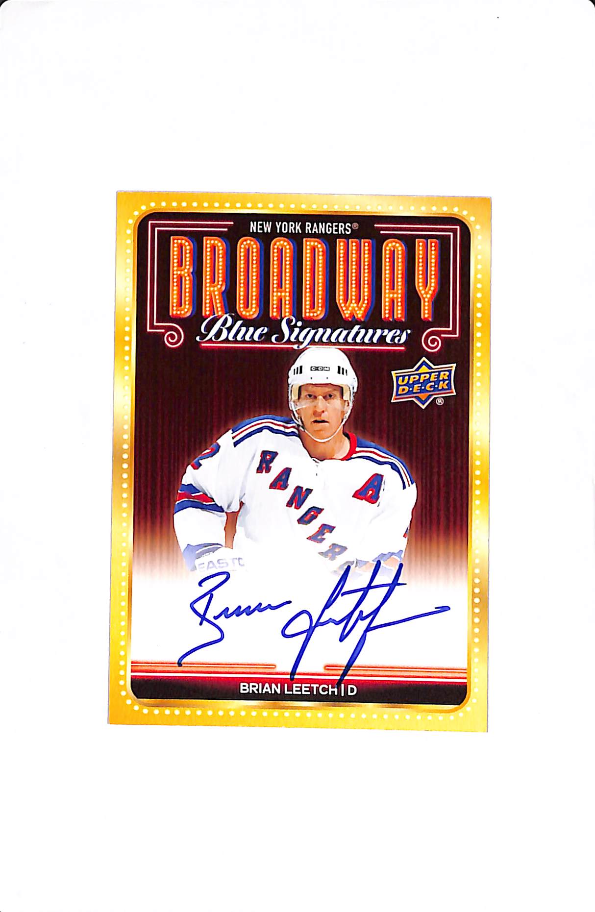 2025-26 UPPER DECK RANGERS CENTENNIAL BRIAN LEETCH BROADWAY BLUE SIGNATURES #BBS-BL