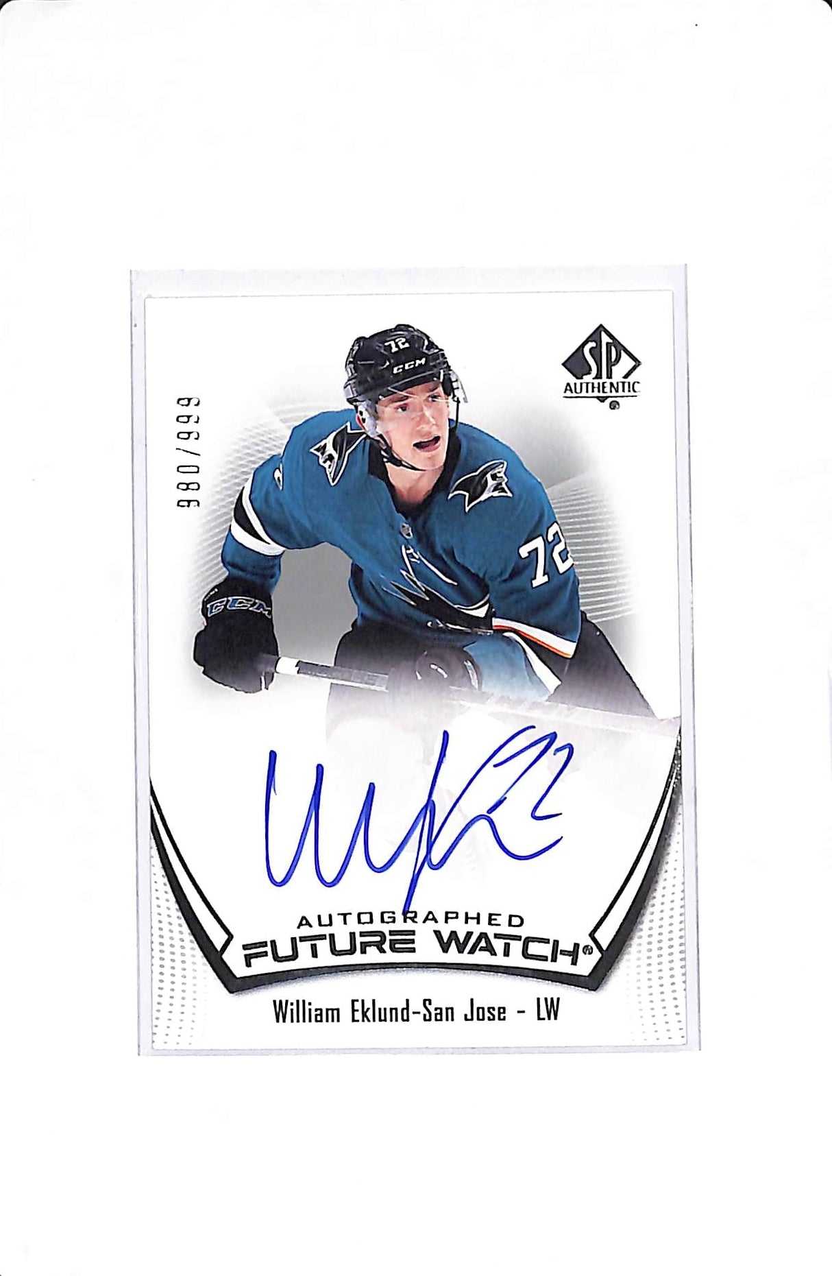 2021-22 UPPER DECK SP AUTHENTIC WILLIAM EKLUND FUTURE WATCH AUTO /999 #177