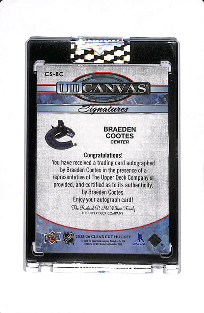 2025-26 UPPER DECK CLEAR CUT BRAEDON COOTES UD CANVAS AUTO #CS-BC