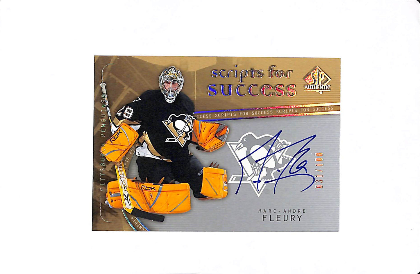 2005-06 UPPER DECK MARC-ANDRE FLEURY SCRIPTS FOR SUCCESS AUTO /100 #SS-MF