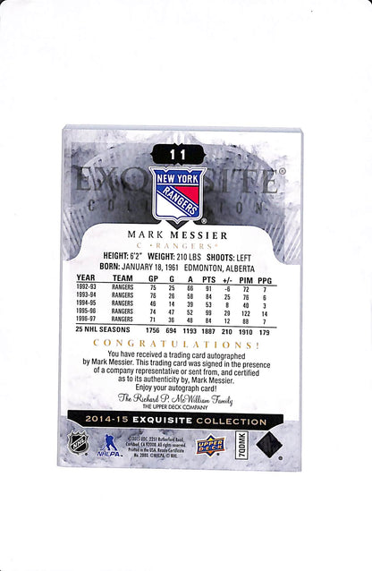 2014-15 UPPER DECK EXQUISITE COLLECTION MARK MESSIER AUTO /25 #11