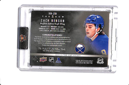 2023-24 UPPER DECK THE CUP ZACH BENSON THE SHOW AUTO BLACK SB-ZB