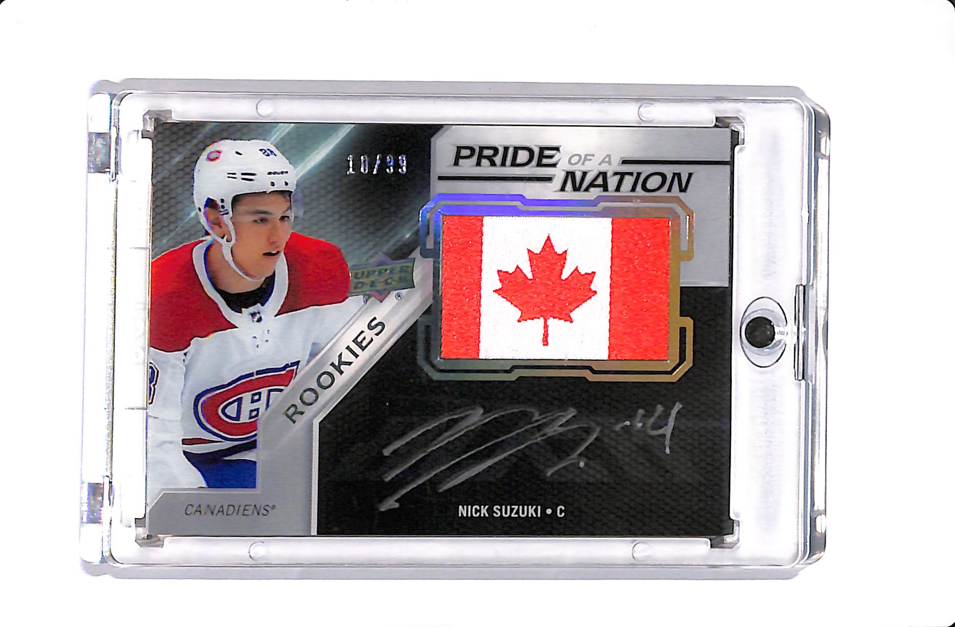 2019-20 UPPER DECK BLACK PRIDE OF A NATION NICK SUZUKI ROOKIE PATCH AUTO /99 #PNA-NS