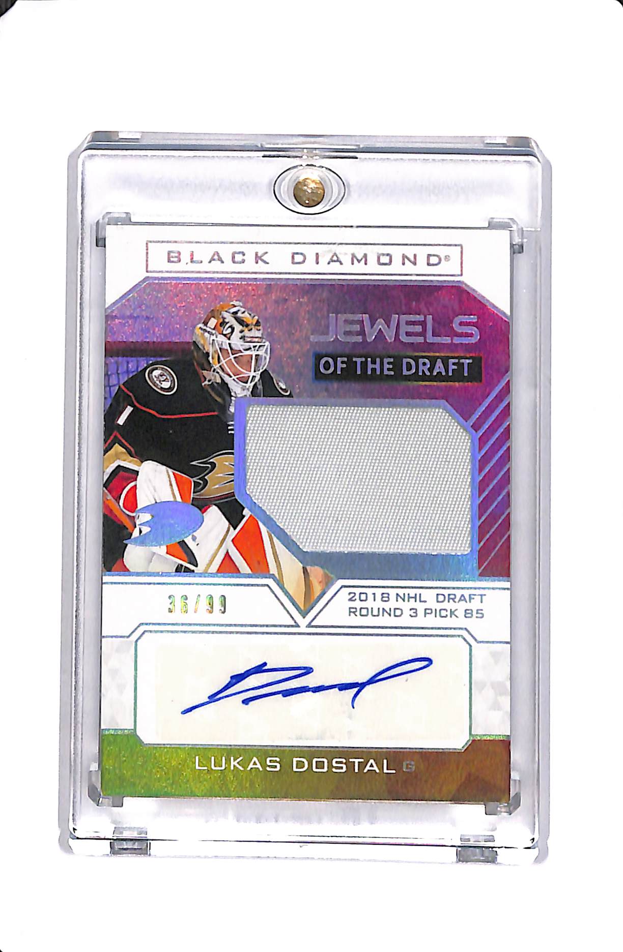 2022-23 UPPER DECK BLACK DIAMOND LUKAS DOSTAL JEWELS OF THE DRAFT ROOKIE PATCH AUTO /99 #JD-LD